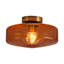 1-Light Round Amber Glass Drum Semi Flush Mount