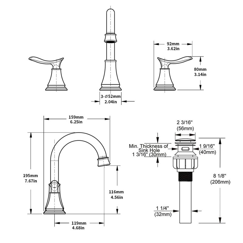 Bathroom faucet with 360 degree turn spout, Matt Black