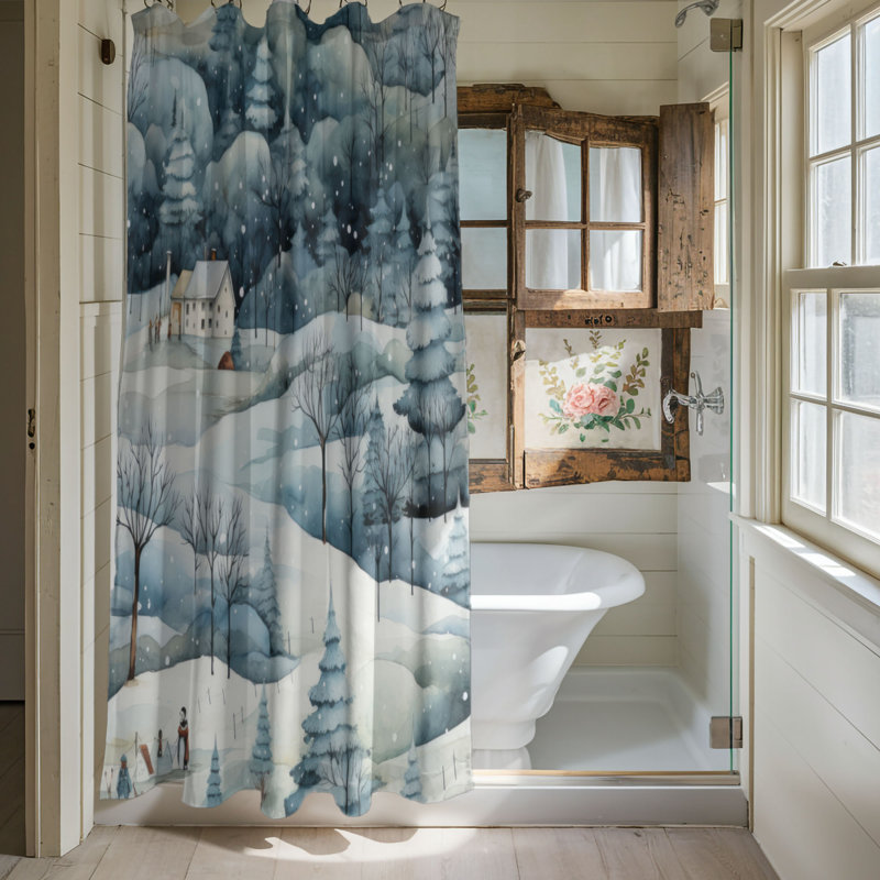 Rideau de douche Snowy Retreat - Premium, H 74 po x l 71 po