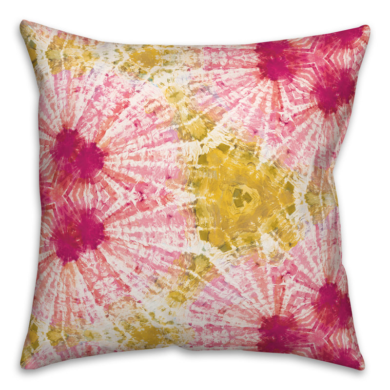  Outdoor Square Pillow Cover & Insert, Pink/Yellow