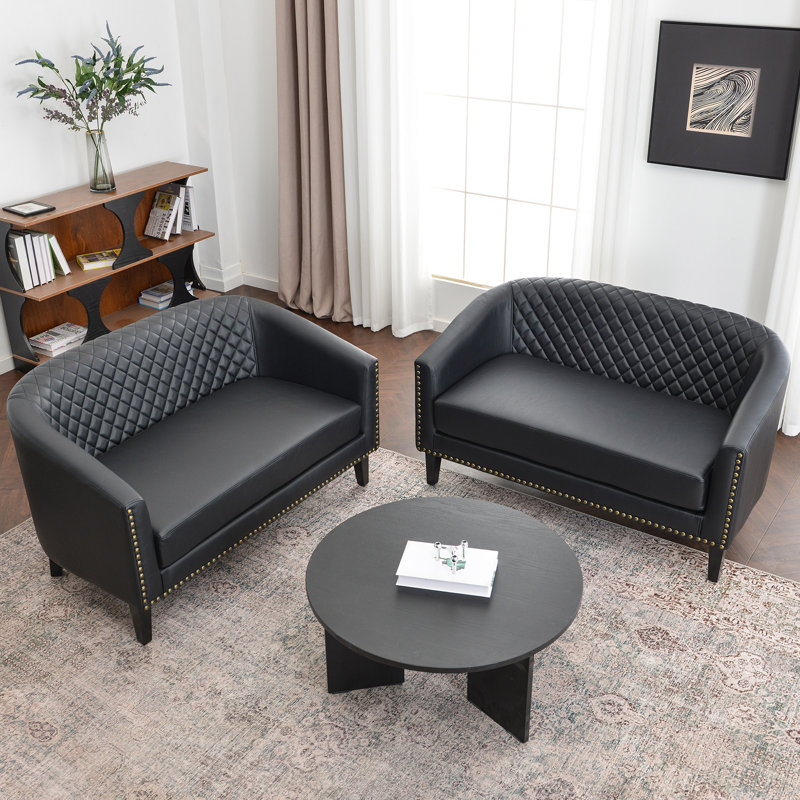  2 - Piece Faux Leather Living Room Set, Black