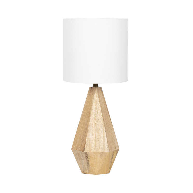 Lampe de chevet moderne à facettes, Bois massif, Tanné