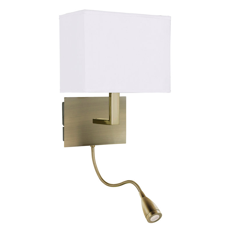 Waltham Mild Steel LED Armed Sconce, Antique Brass