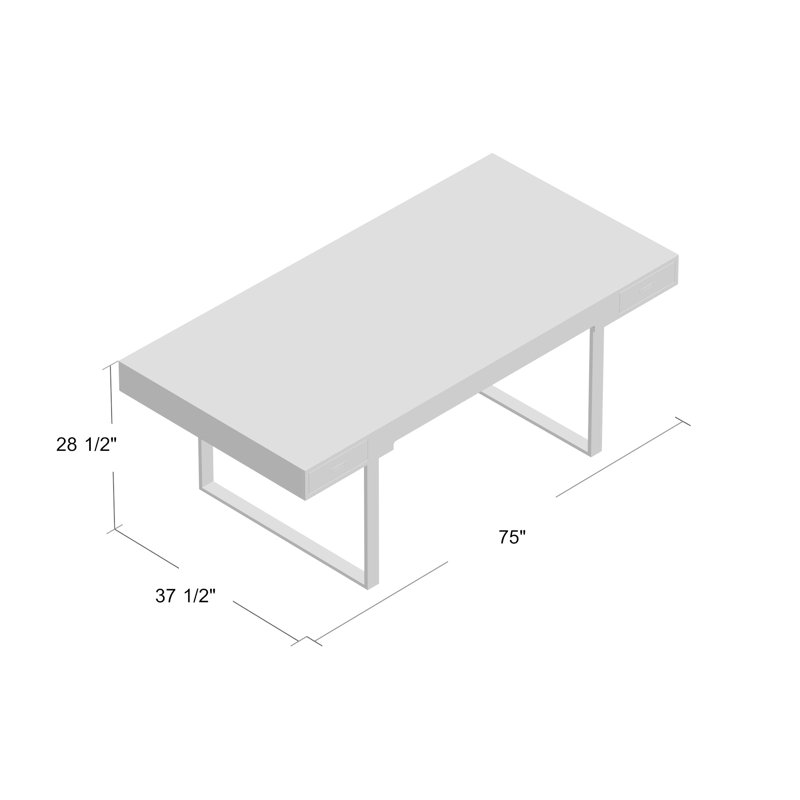 Ginny Natural Wood Desk with Stainless Steel Legs and Drawers