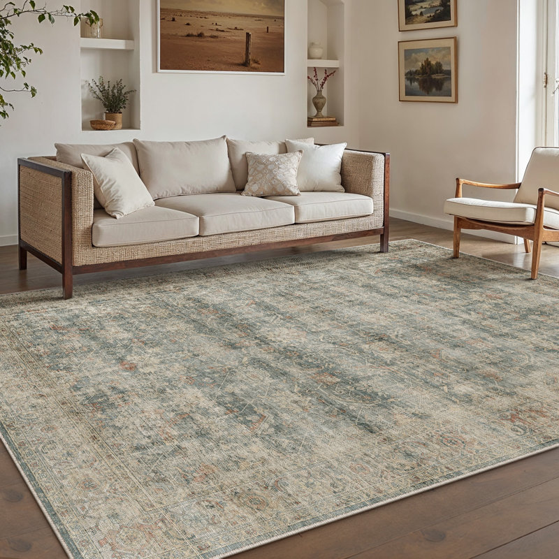 Tapis lavable rétro avec envers antidérapant Elias, Rectangle 9 pi x 12 pi