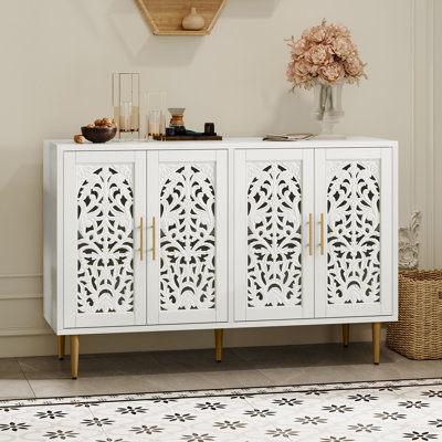 Jazarian 48" Hollow Carved Sideboard Buffet Cabinet