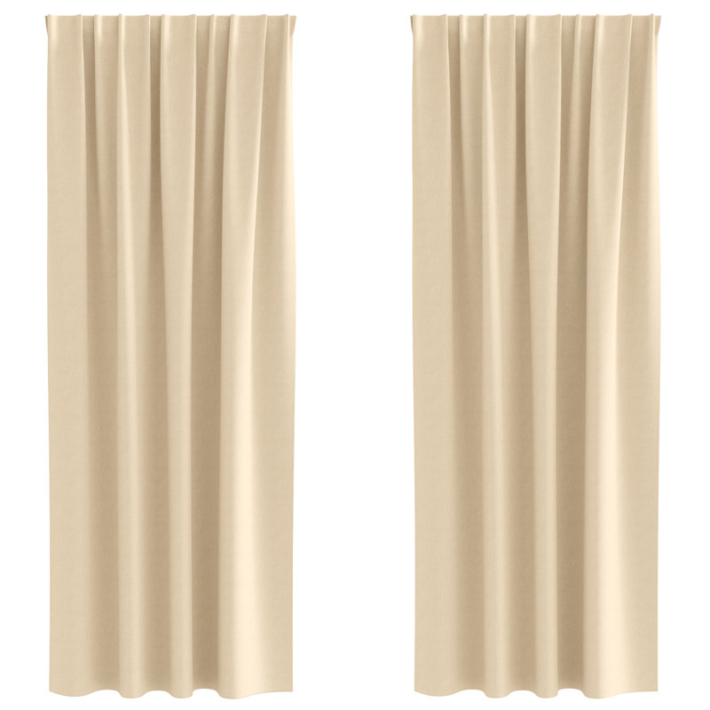 Curtains With Curtains 2 Pcs Polyester, Cream, 140cm Width x 245cm Drop