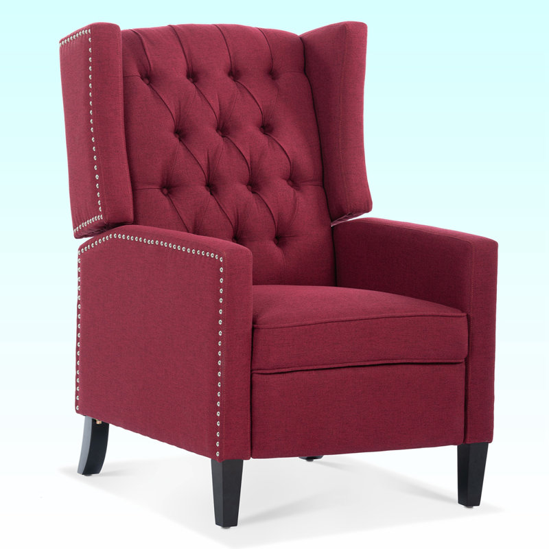 Fauteuil à oreilles inclinable manuel, fauteuil à oreilles larges Margheoala, Tissu rouge en double 1