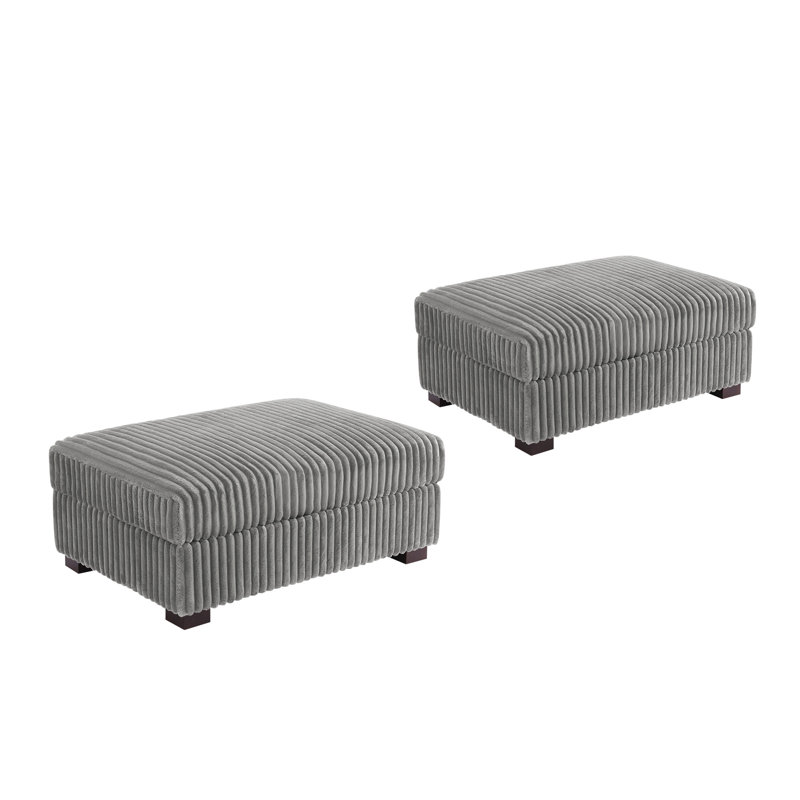 41.75cm Wide Rectangle No Pattern Footstool Ottoman, Light Grey
