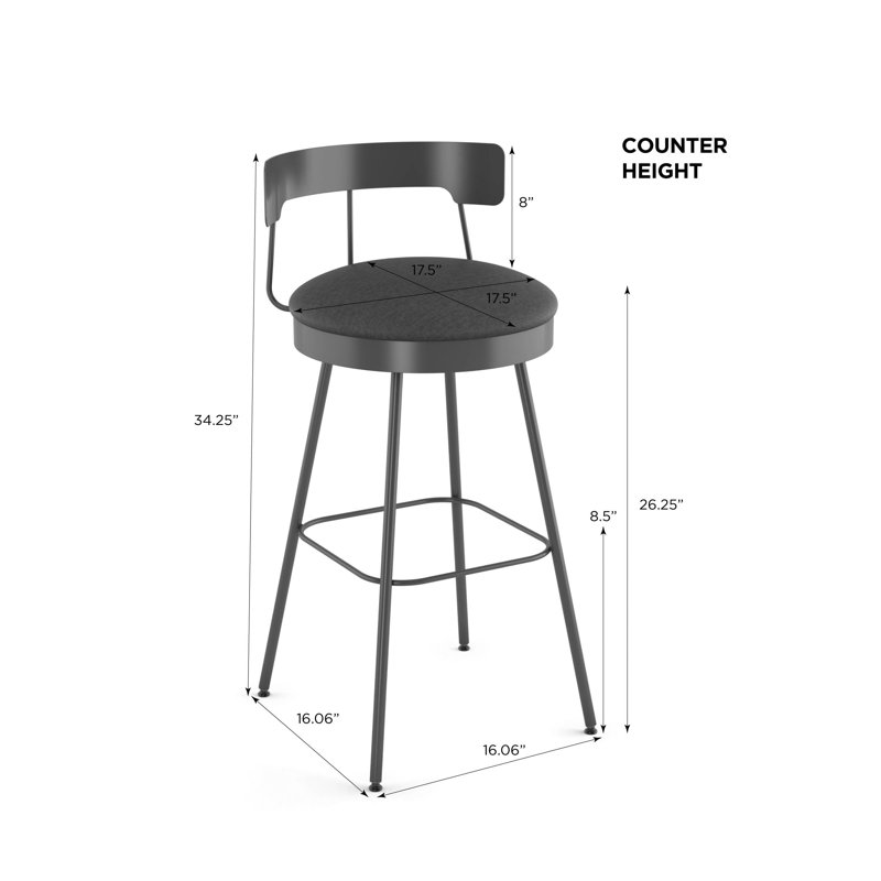 Walley Swivel Counter & Bar Stool, Matt Dark Gray, Counter Stool (26.25" Seat Height), Polyurethane-Dark Gray