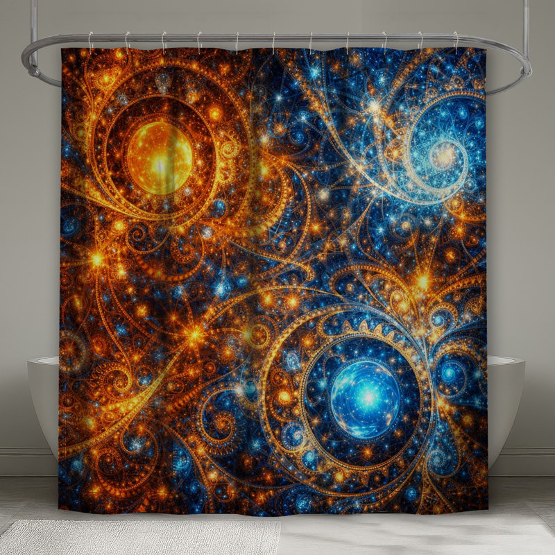 Rideaux de douche bleu et orange, 70in W x 72in H