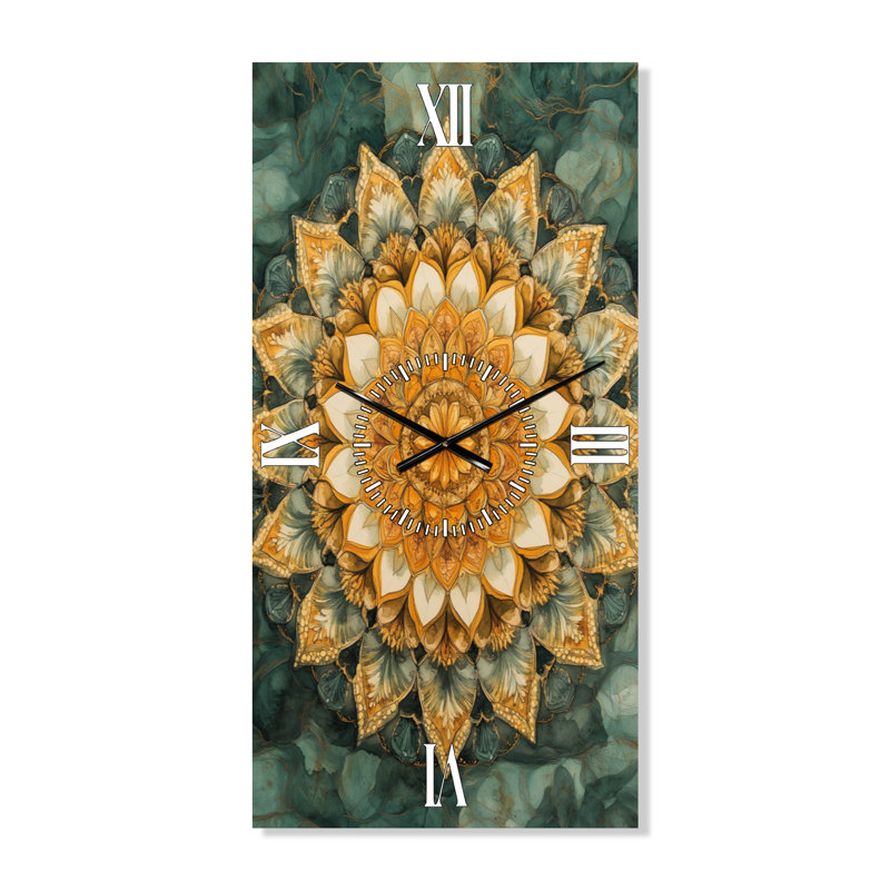 Horloge murale décorative bohème Yalchin I - Horloge murale Yalchin I, H 32 po x l 16 po - Rectangle