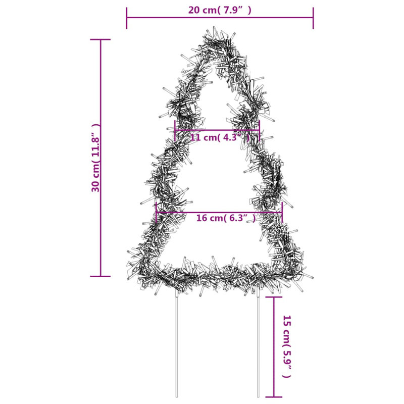 The Holiday Aisle® Christmas Light Decorations With Spikes 3 Pcs Tree 50 Leds 11.8"