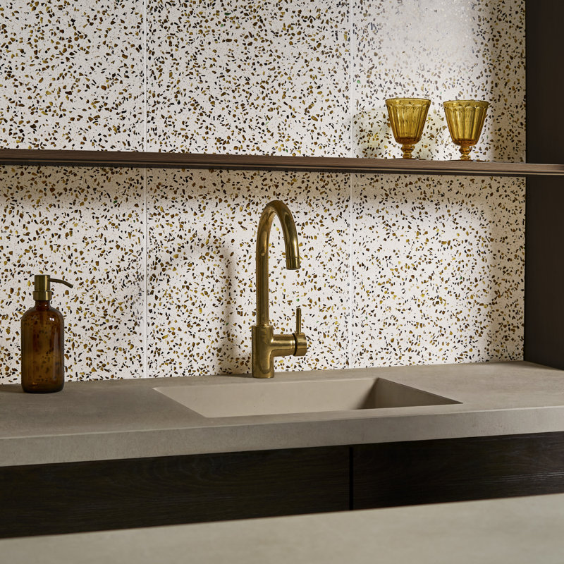 Veritas Terrazzo 16X16 Polished Terrazzo Tile, Brown/Beige