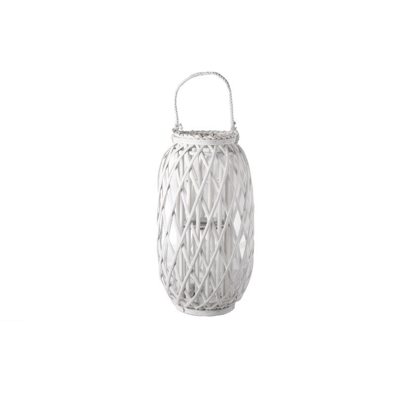 Solid Wood Floor Lantern, 19.5" H x 10.75" W x 10.75" W, White
