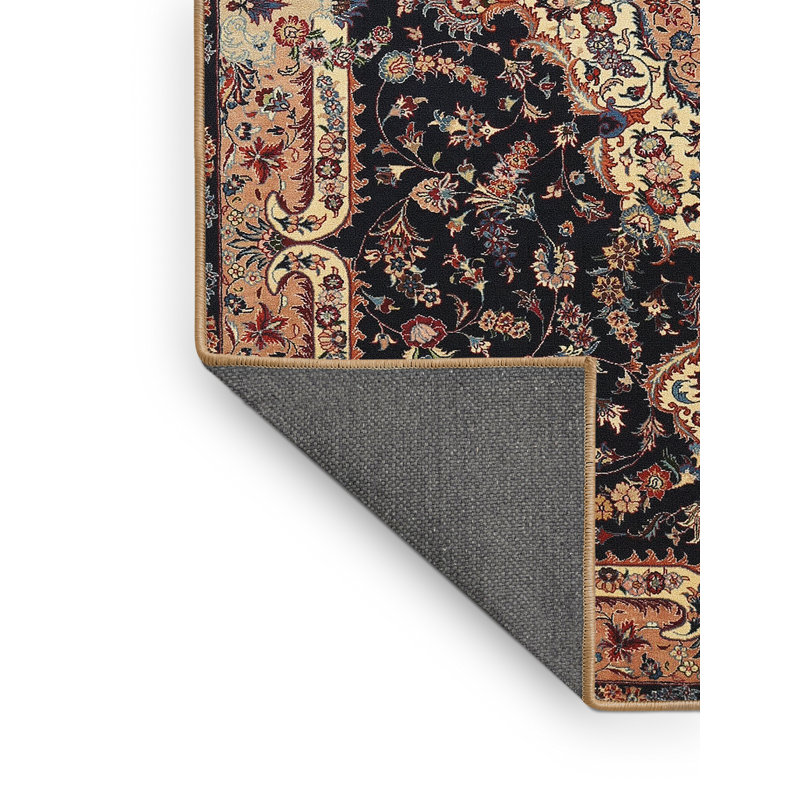 Tapis traditionnel noir / orange Octavian, Rectangle 5 pi x 8 pi