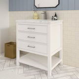 Nilles 30" Single Sink Freestanding Bathroom Vanity with White Carrara Marble Top