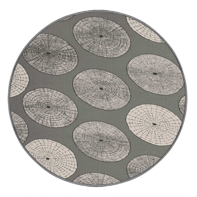 Machine Washable Space Grey Area Rug, Rond 3 pi