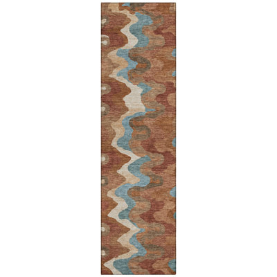 Machine Washable Indoor/Outdoor Chantille ACN2481 Abstract Rug