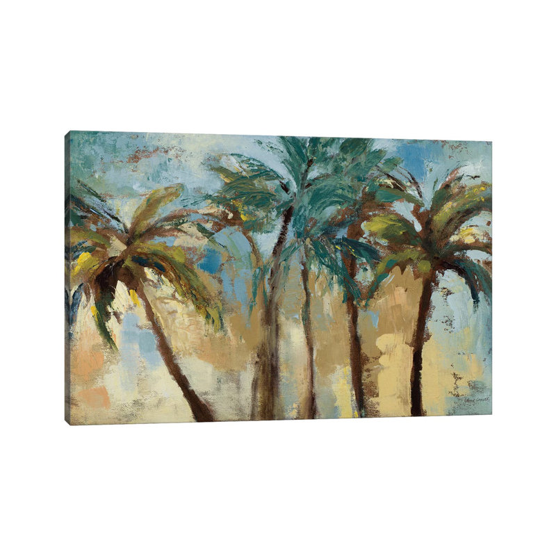 « Island Morning Palms » par Lanie Loreth, reproduction d’art encadrée, H 40 po x l 60 po x 1,5 po, Toile tendue