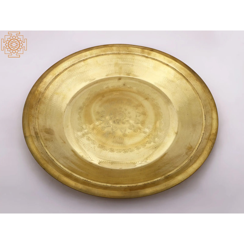 Laiton Pooja Thali (Parat), H 2 po x l 16,65 po x P 16,65 po