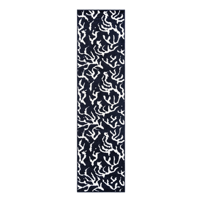 Tapis intérieur / extérieur Sabrina Soto ReNew bleu marine, Tapis de couloir 2 pi 7 po x 10 pi