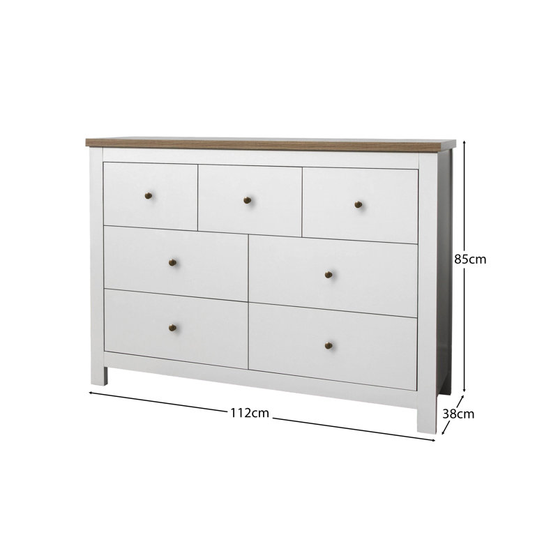Maryhannah 112cm W 7 - Drawer Chest of Drawers, White
