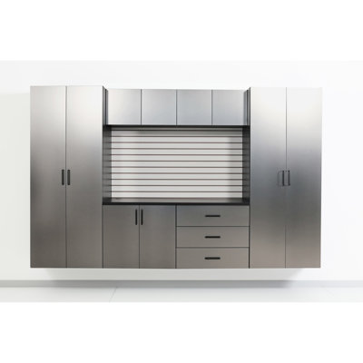 Armoire de rangement murale 30,71 po L, 80,2 H, 22,92 P, design contemporain, finition gris métallique, fonction, eau et chaleur, scellage de bord 2X plus épais, panneau de catégorie E0, tablette de rangement, robuste