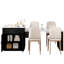 Îlot de cuisine noir moderne avec table extensible, double rangement, 1 armoire, 2 tablettes latérales ouvertes, prise double 82,7 pouces, roues verrouillables-776259504