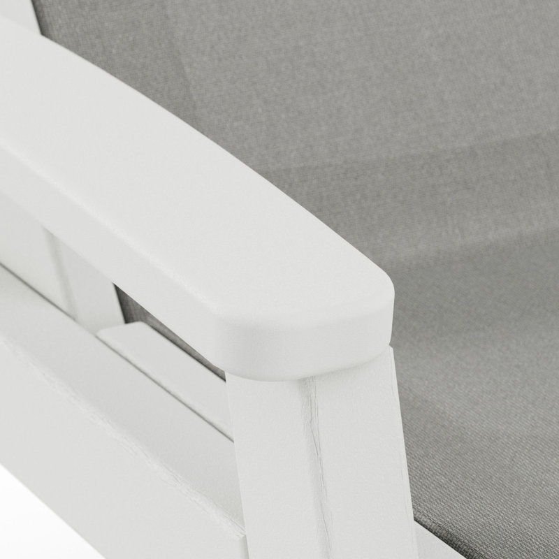 POLYWOOD Coastal Chaise with Wheels, White, Metallic