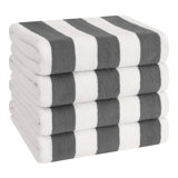 Devontia Cabana Striped Beach Towels, 30x60 inch 4 Piece Oversize Pool Towels