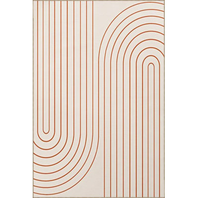 Striped Pattern Decorative Machine Washable Rug