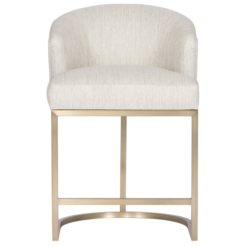 Upholstered Stool, Counter Stool (27" Seat Height), Satin Brass