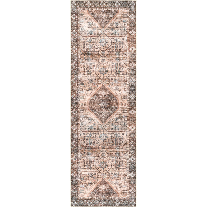 Tapis lavable à la machine Ecker Medallion, Tapis de couloir 2 pi 6 po x 6 pi