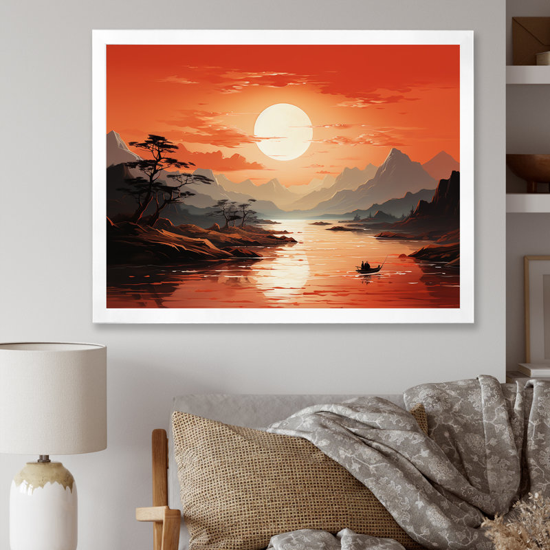 «Sunsets Simplicity Desert Solitude II», reproduction sur toile, Cadre simple blanc, H 30 po x l 40 po x P 1,5 po