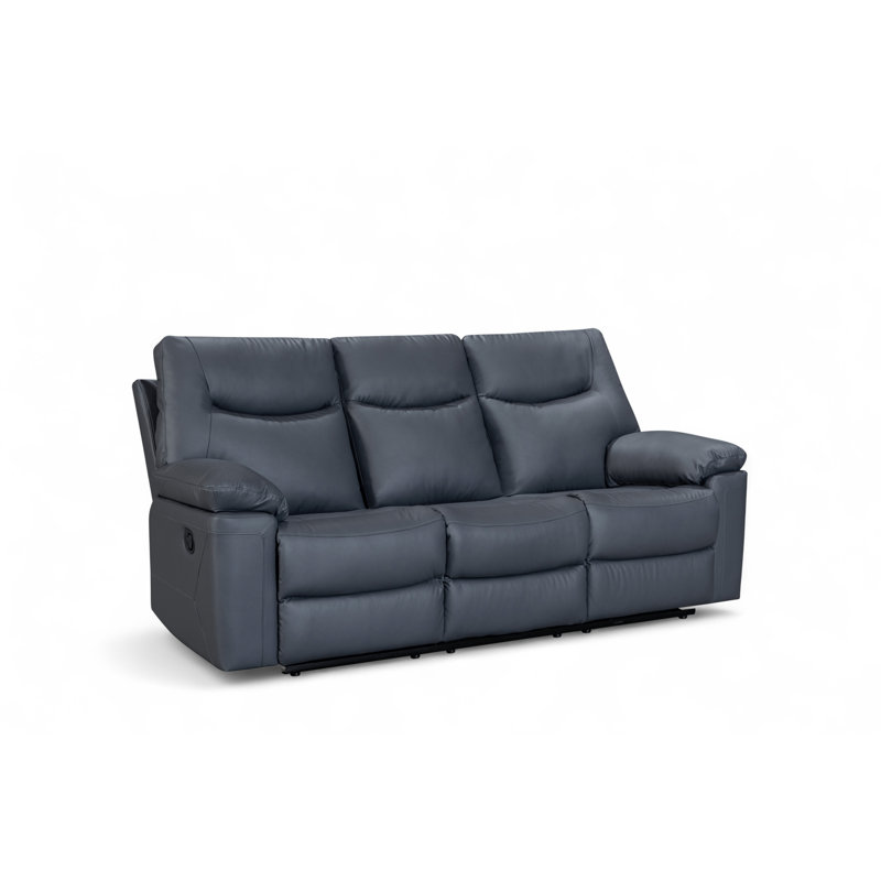 Blinera Faux Leather Reclining Sofa, 3, Dark Grey