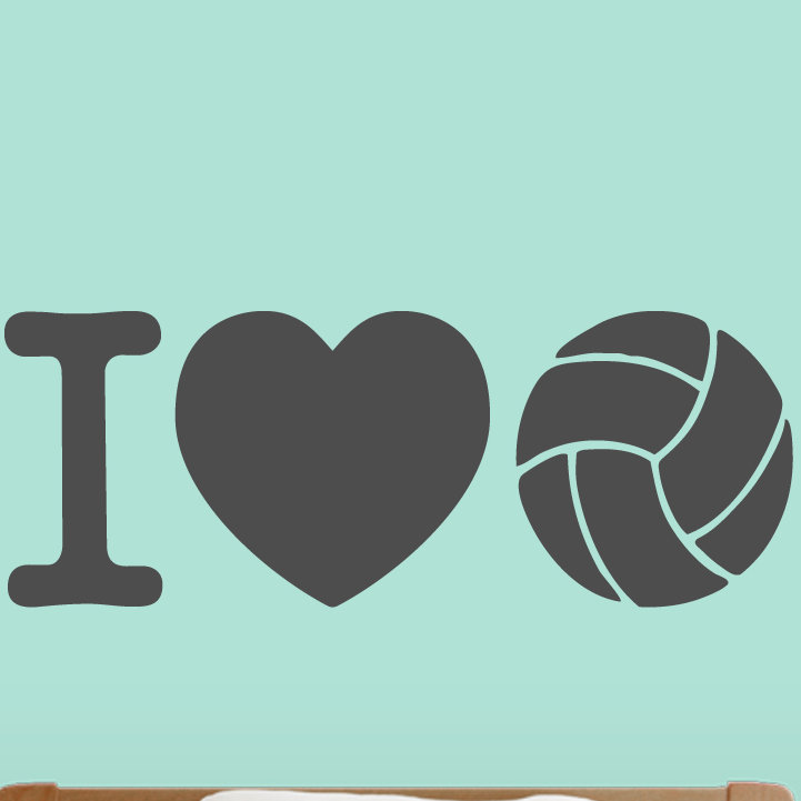 Décalcomanie murale i love volleyball, Gris foncé