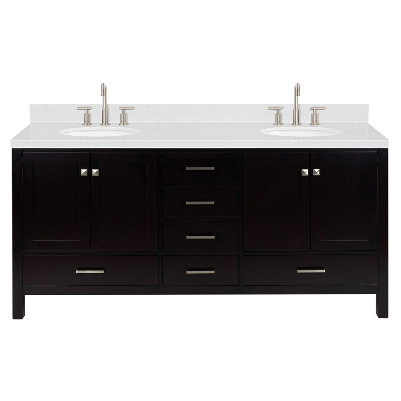 Meuble-lavabo double 72,25 po avec comptoir, Espresso, Oval
