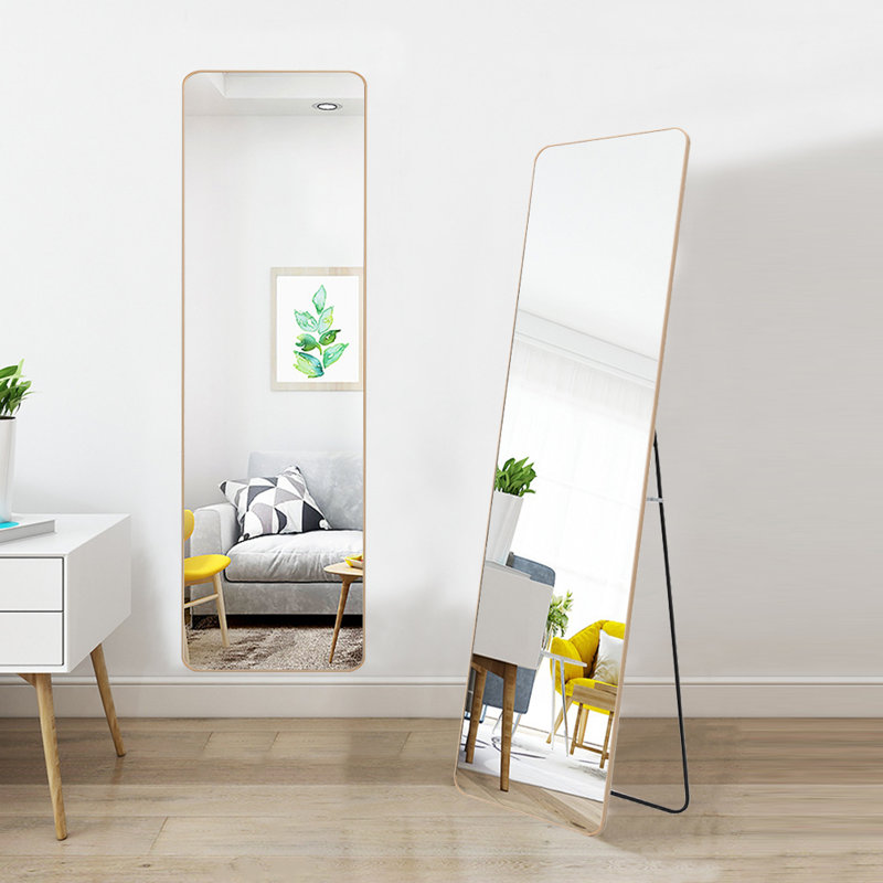 Metal Rectangle Mirror, Gold, 147 cm H x 37 cm W