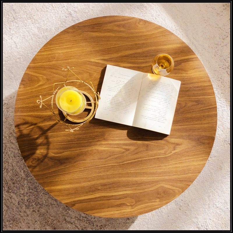 Table basse ronde en bois 30,51 pouces