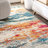 Lasley Contemporary POP Modern Abstract Brushstroke Cream/Blue Rug-909739030