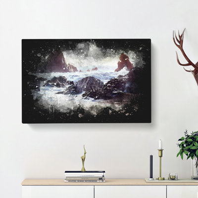 Ocean Crashing Against Rocks - Wrapped Canvas