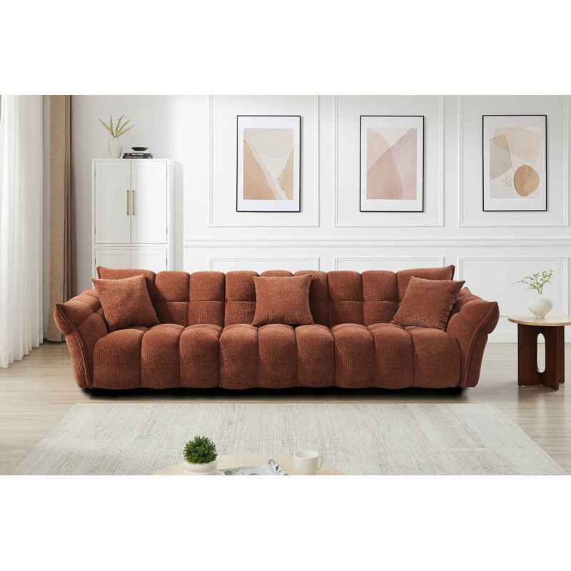93.7" W Upholstered Modular Sofa, Rust, 4