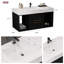 Meuble-lavabo mural de 39,4 po de largeur, armoire de rangement murale avec lavabo en céramique, tiroirs et tablettes ouvertes (blanc et noir)-696626846
