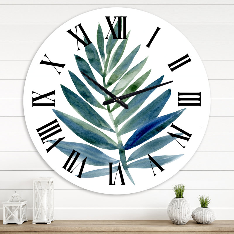 Tropical Green Leaf - horloge murale maison de campagne, Surdimensionné