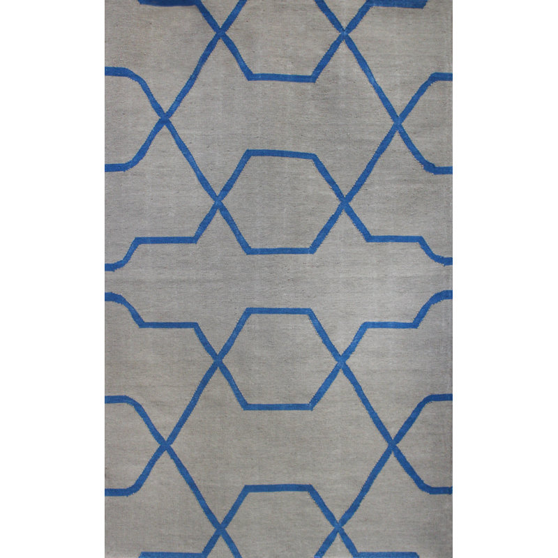 Tapis décoratif gris à motif géométrique tissé à la main Westborough, Rectangle 5 pi x 8 pi