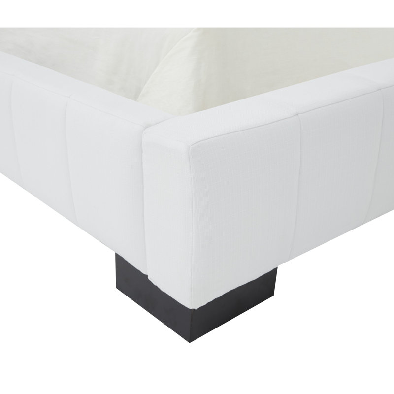 Vivaldi Upholstered Platform Bed, White, Queen