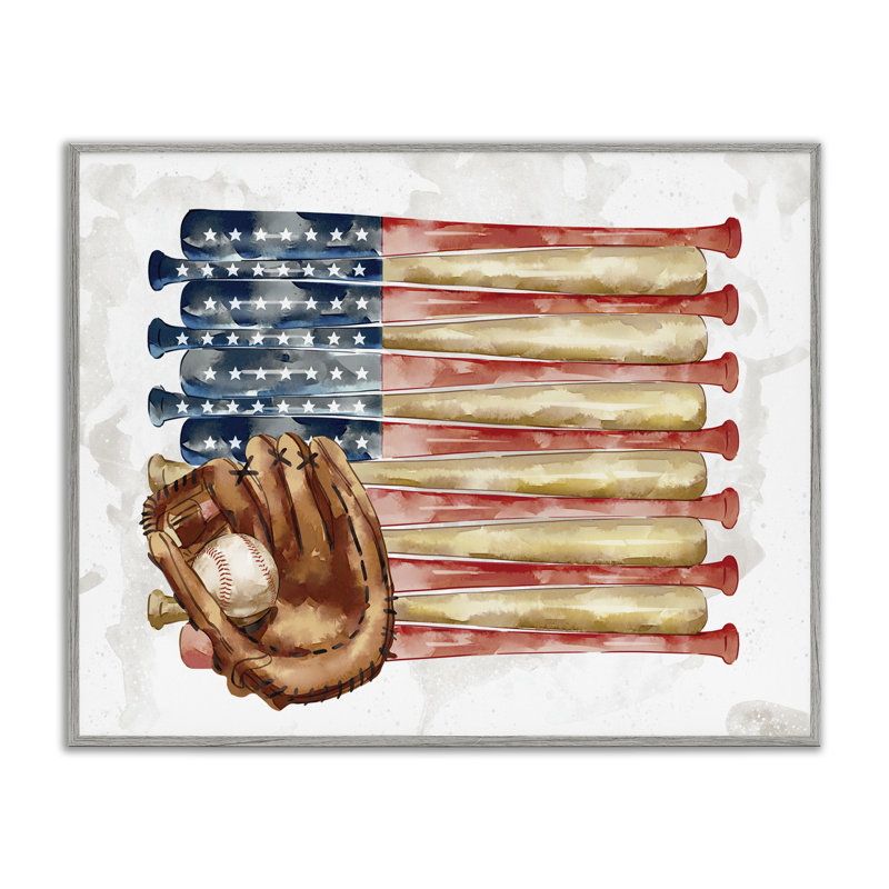 Drapeau américain de baseball pour enfants, Estampe numérique Farmhouse, H 11 po x l 14 po
