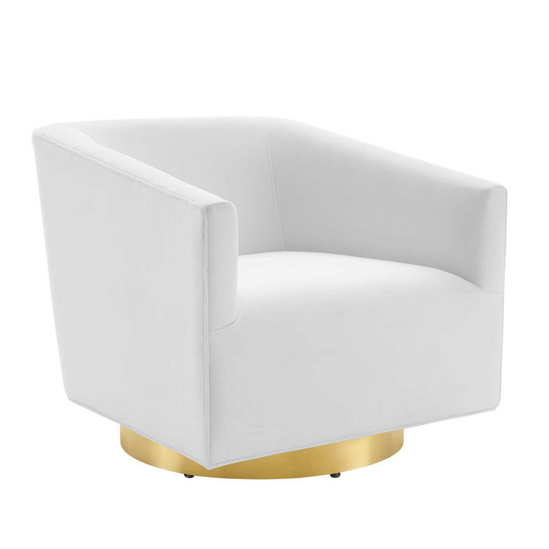 Chaise pivotante en velours Twist Accent, Blanc