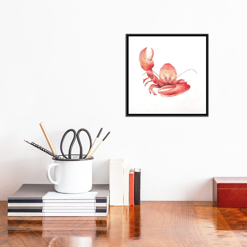 «Lobster», impression sur toile tendue, H 18 po x l 18 po x P 1,5 po, Toile avec cadre noir, Pas de tapis